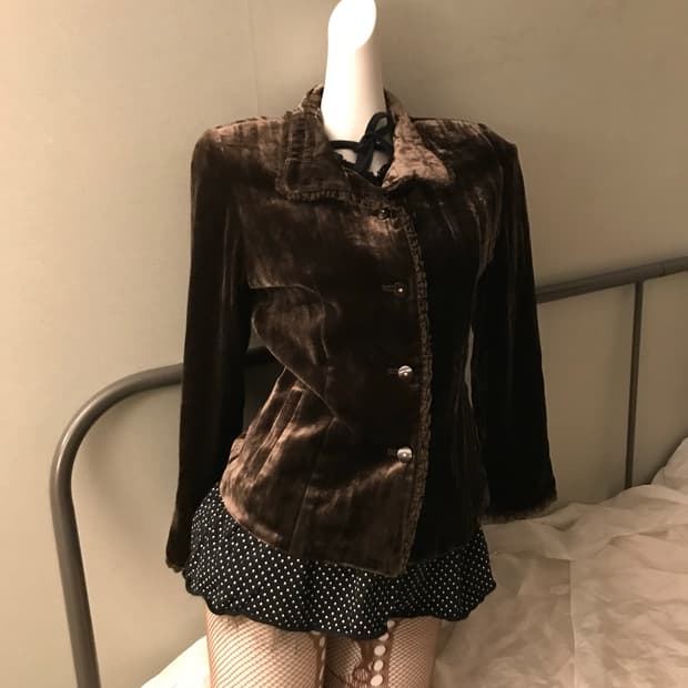 JPN Vintage 로리 갸루 브라운 벨벳자켓