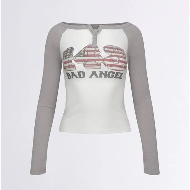 스컬프터 플래그 레글런 티셔츠 그레이 flag raglan t shirt