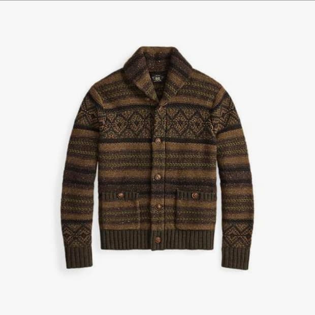 RRL 울 코튼 숄 칼라 카디건