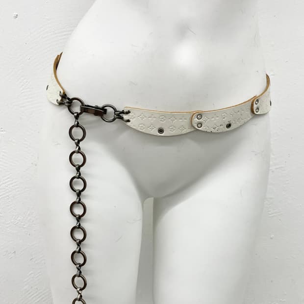 리얼레더 화이트페어리 체인 벨트