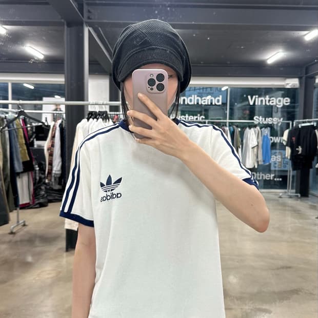 아디다스 여성용 테리 3S 화이트 티셔츠