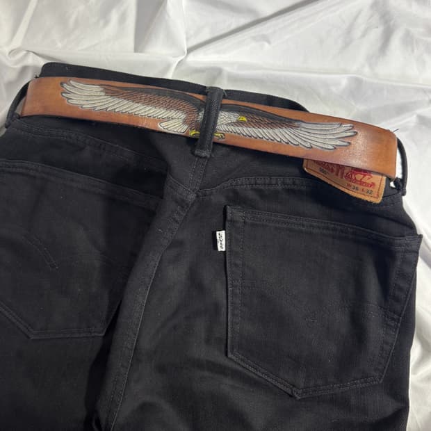 Usa 풀그레인 카우하이드 이글 웨스턴 레더 벨트