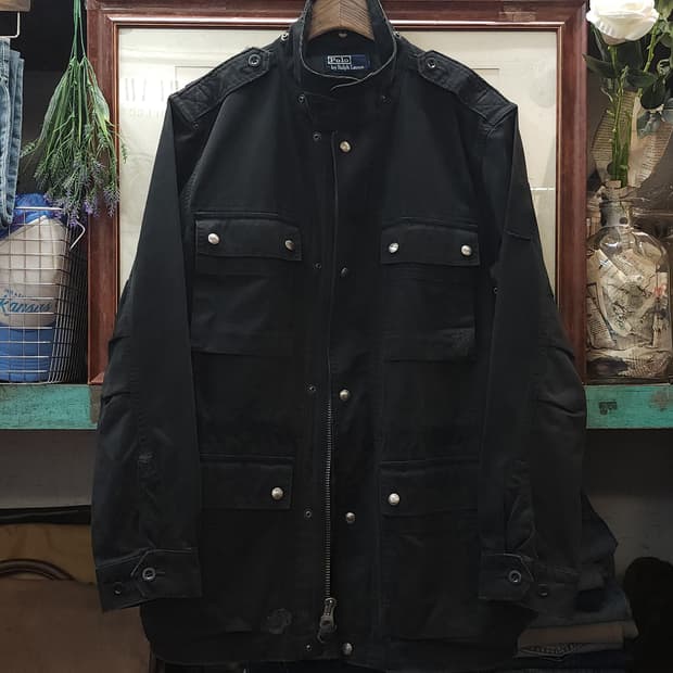 폴로 밀리터리 필드자켓 블랙 바이커 자켓 L