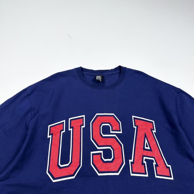 VTG 빈티지 USA로고 네이비 반팔 티셔츠 (실측 XXL)