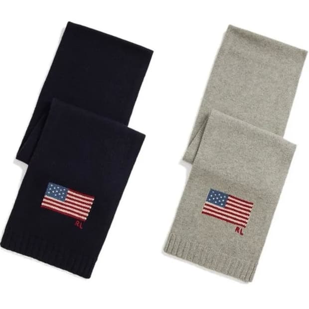 폴로랄프로렌 플래그 니트 울 블렌드 스카프