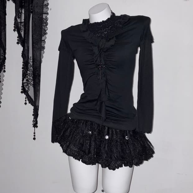 올블랙 고스코디세트 공겜여주 고딕 다크페어리 3피스