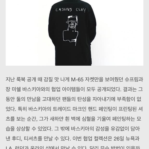 슈프림 13fw 바스키아 m65 M