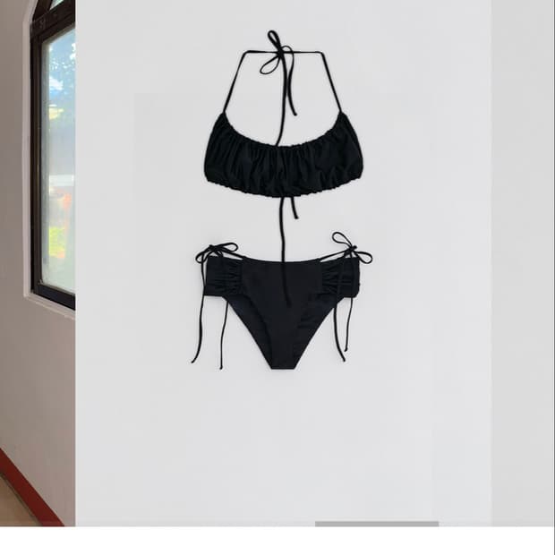 다이애그널 비키니 수영복 블랙