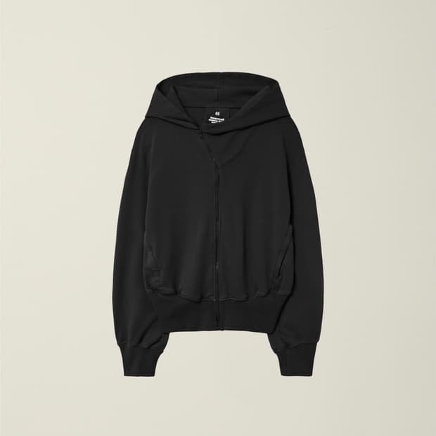 ee누마레 가먼트 다이드 커브드 후드집업 블랙