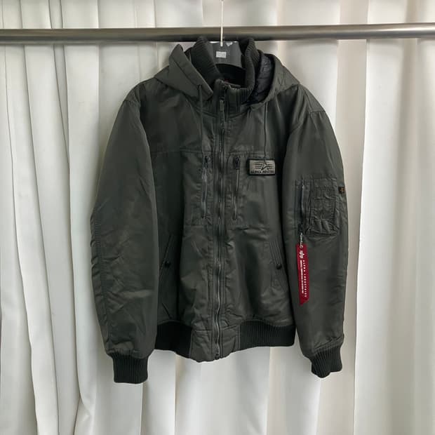 알파인더스트리 카키 후드 ma-1 항공점퍼 XL