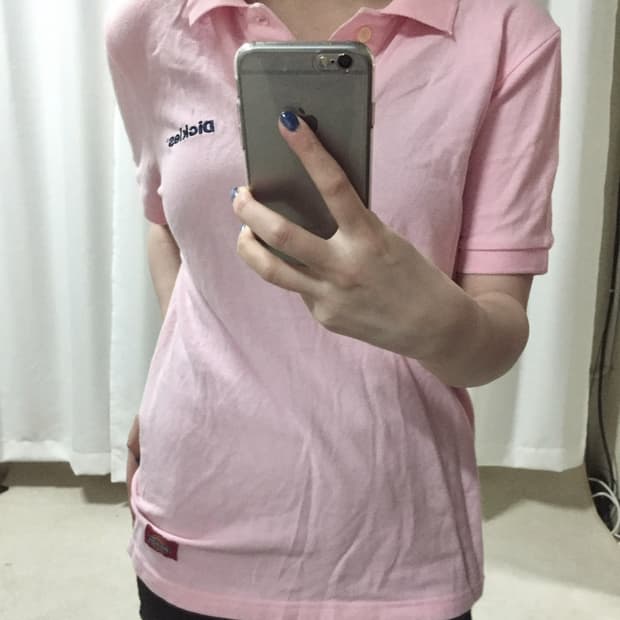 디키즈 핑크 딸기우유 카라 반팔 티셔츠