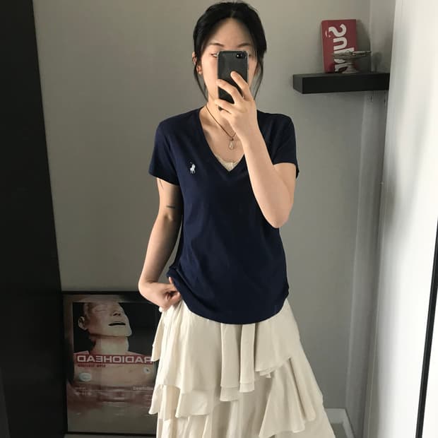 폴로 랄프로렌 포니로고 네이비 브이넥 반팔티