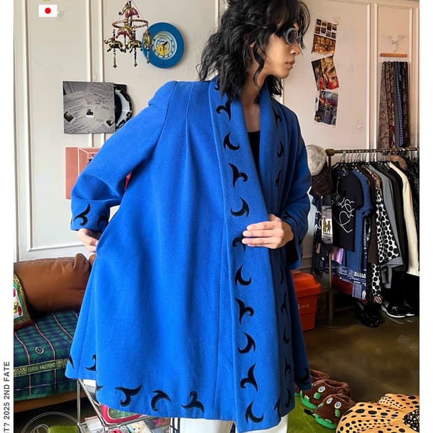 G.K 伊太利喜 Tribal Pattern Trim Wool Coat