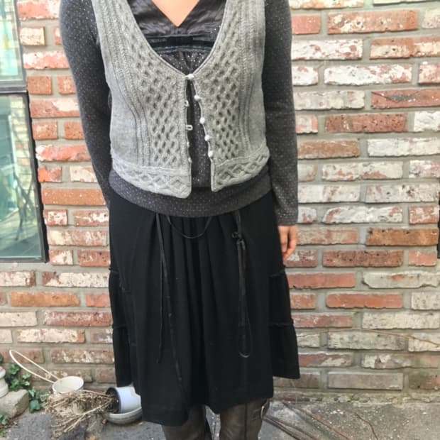 일본빈티지 니트조끼 코디세트 모리룩