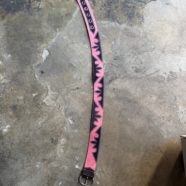 프라다 웨스턴 스웨이드/레더 벨트