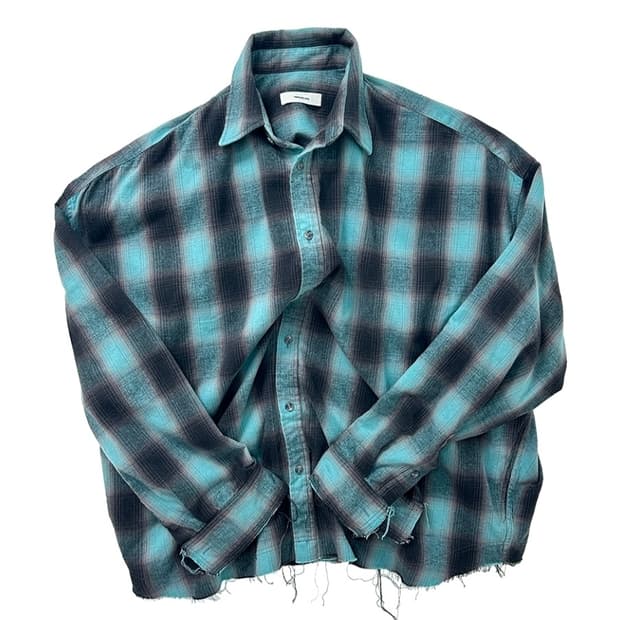 1 논노드 플렉시블 스트링 체크 셔츠 아쿠아 애쉬