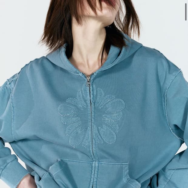 얼킨 무궁 빈티지 투웨이 후드 집업_아쿠아