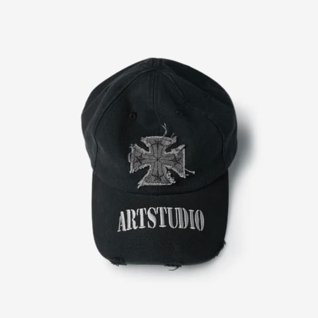 ETCE 모자 볼캡 CROSS DESTROYED CAP (BLACK) L
