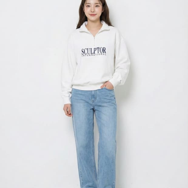 SCULPTOR 하프집업 맨투맨 화이트_S