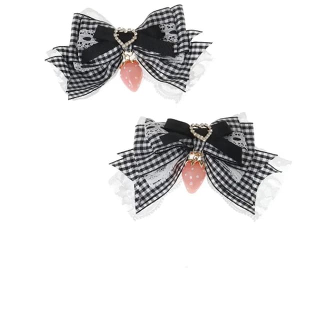 리즈리사 스트로베리 깅엄체크 헤어클립