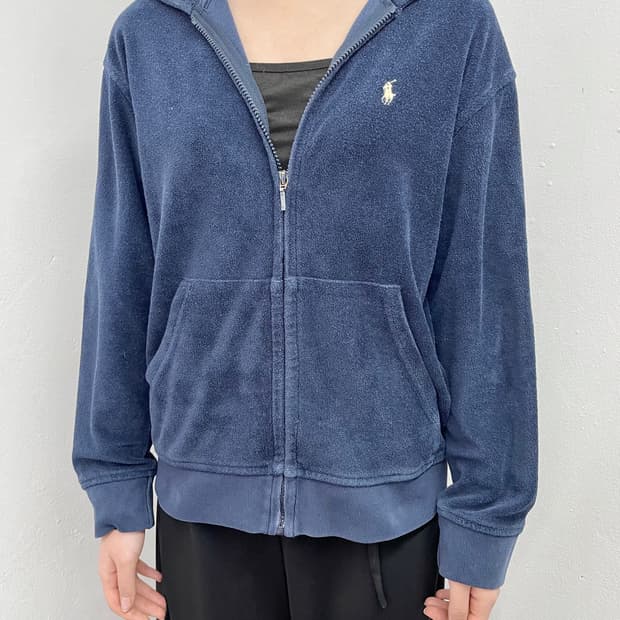 폴로 네이비 태리 후드집업