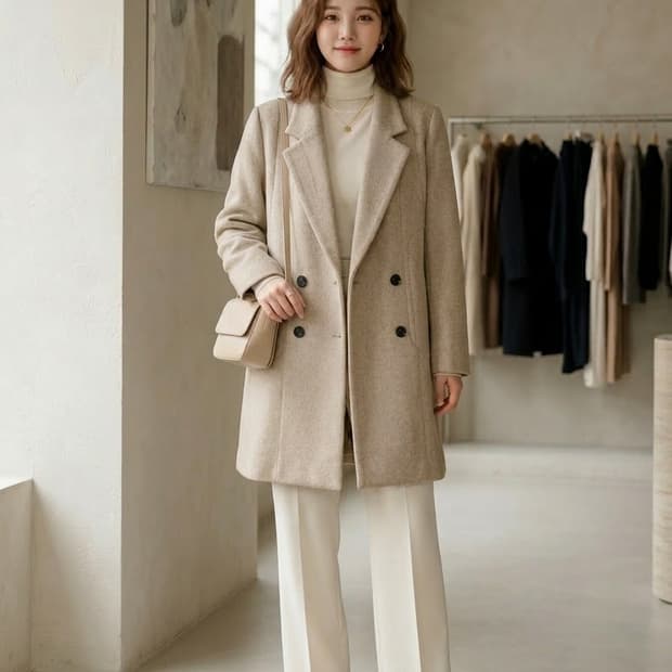 SYSTEM 시스템 울 앙고라 캐시미어 혼방 더블 코트