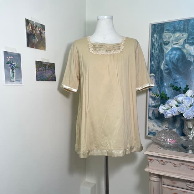 coral beige cotton mori top(deadstock)