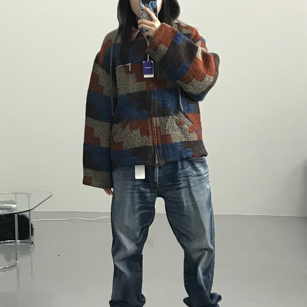 BEAMS PLUS 올드 울 패턴 집업 재킷