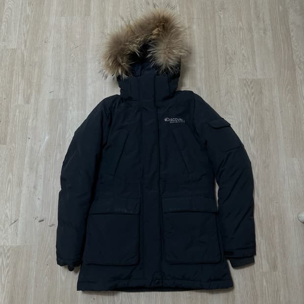 디스커버리 여성 라쿤퍼 후드 덕다운 패딩 S/90 