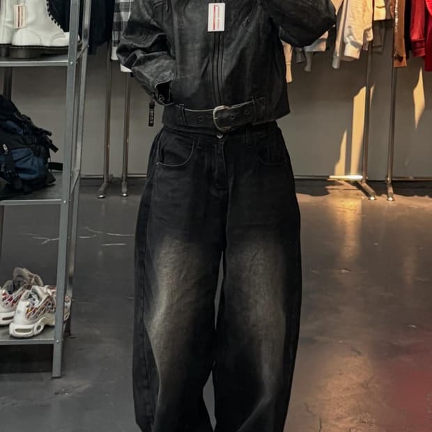 Koogi 빈티지 스트레치 디테일 가죽자켓 A3334