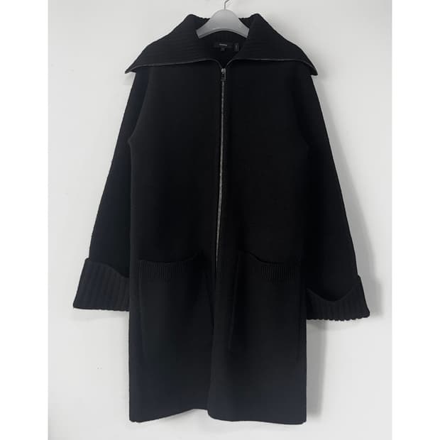 띠어리 펠트 블랙 울 집업 코트