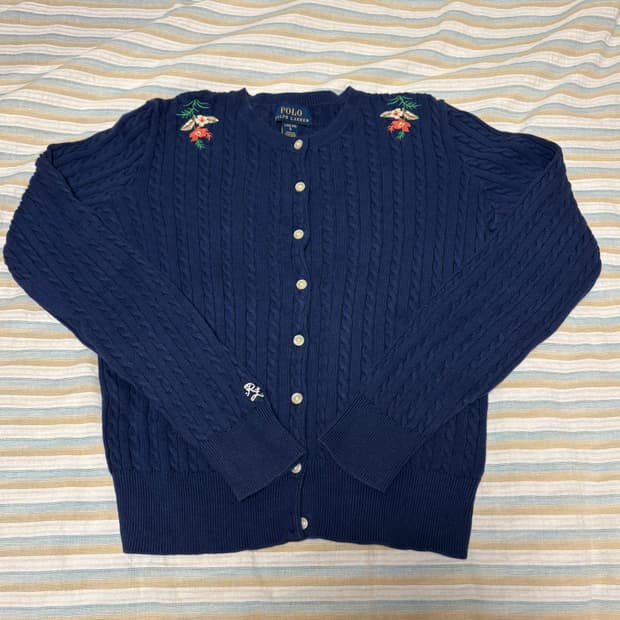 Polo Ralph Lauren 여아 주니어 미니케이블 가디건 L