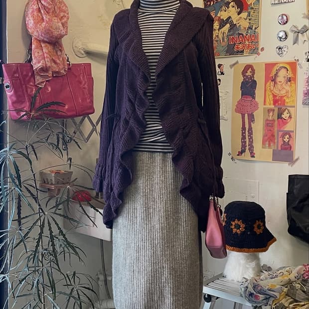 프릴 퍼플 가디건 [무배]