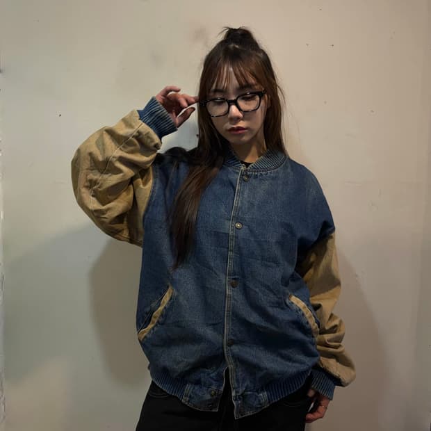 80s vintage denim stadium varsity jk