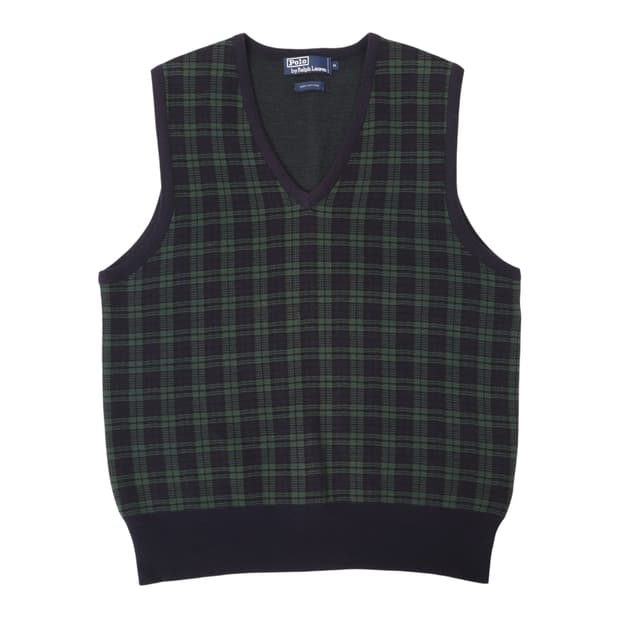 90s 폴로 랄프로렌 그린 타탄체크 니트 베스트
