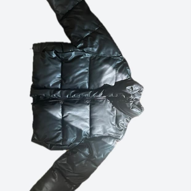 자라 블랙 레더 숏패딩 M