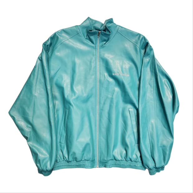 HAUTE COUTURE 에메랄드 가죽 블루종 자켓 (L)