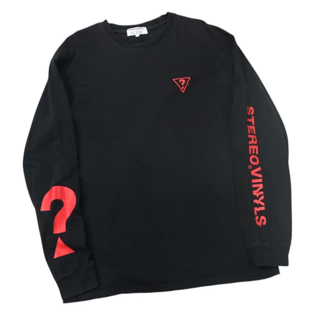 게스 x 스테레오 바이널즈 콜라보 블랙 그래픽 롱슬리브 티셔츠 (L)
