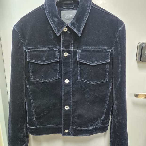 ZARA 자라 플록 벨벳 자켓 트러커 S