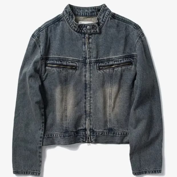 새상품) 무신사 워시 크롬 데님 재킷-청자켓L