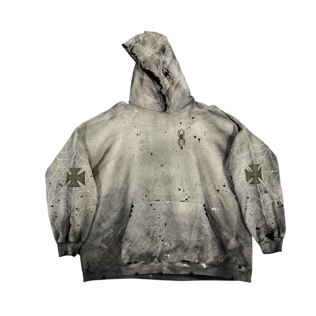 빈티지 페이드 스파이더웹 사시코 후드 Sashiko Hoodie