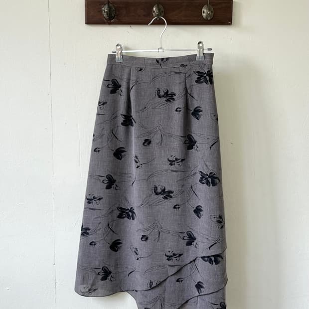 Japan vtg 차콜 드로잉 롱 스커트