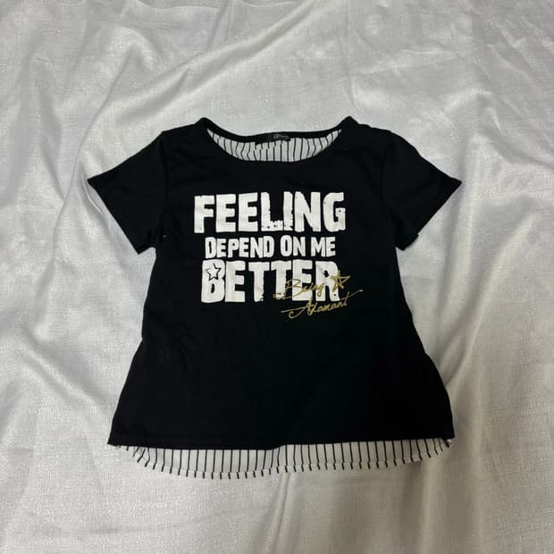 “Unknown” Stripe Layered Y2K Crop Tee