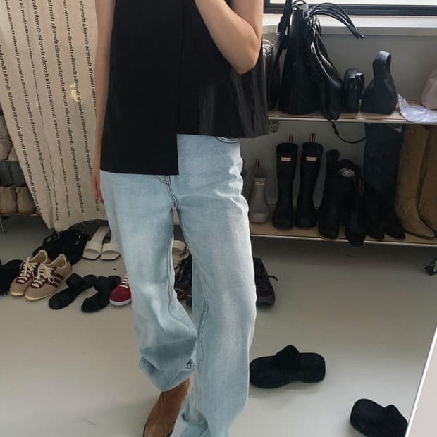 더베를린 유니크 빈티지 워싱 데님 팬츠 오픈와이와이