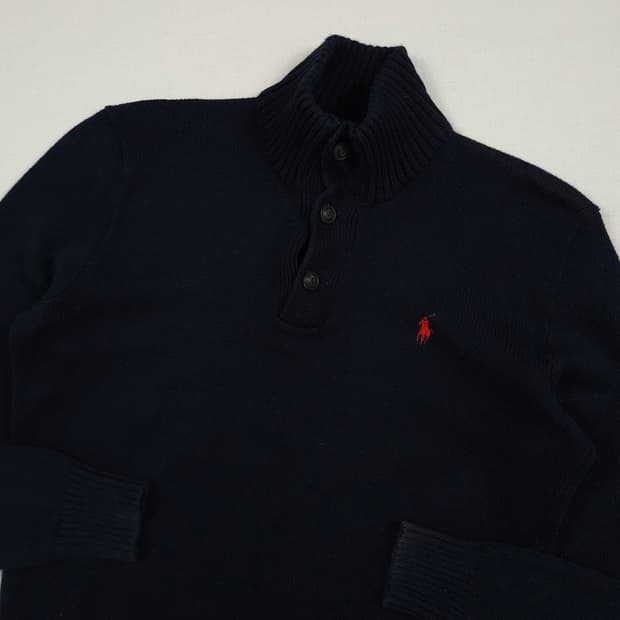 S(90) 폴로 랄프로렌 투버튼 폴라 니트 네이비
