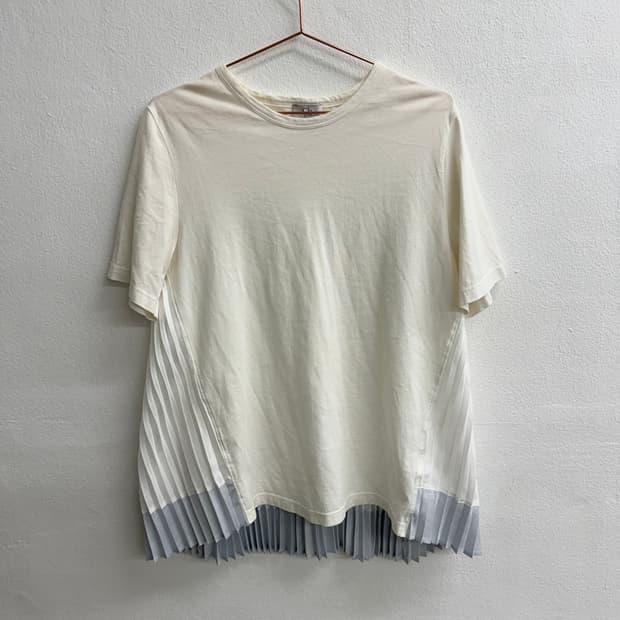 90S Clu 미제 플리츠 레이어드 반팔 티셔츠 (XS)