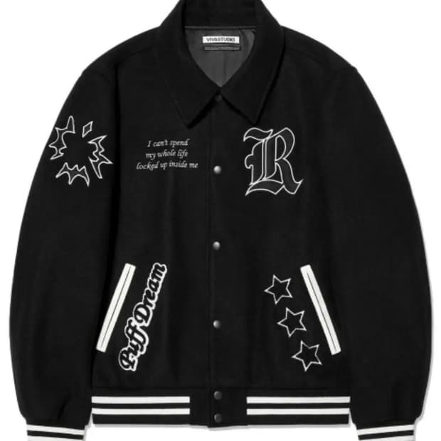 비바스튜디오 블랙 울 바시티 자켓 L