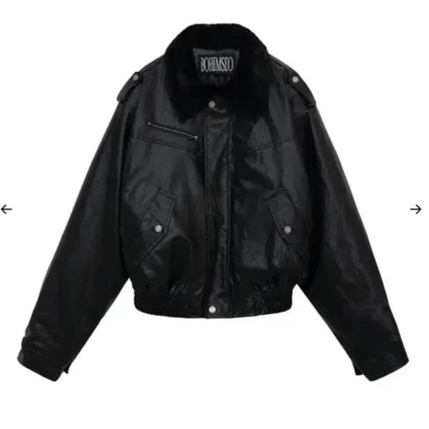 보헤미안서울 크링클 퍼 레더 점퍼