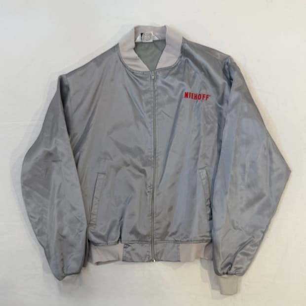 90s USA MADE 빈티지 새틴 봄버자켓 실버