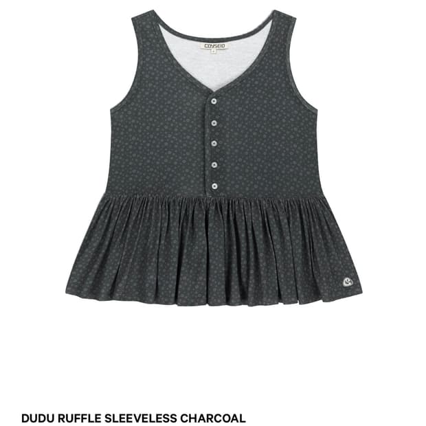 코이세이오 DUDU RUFFLE SLEEVELESS CHARCOAL